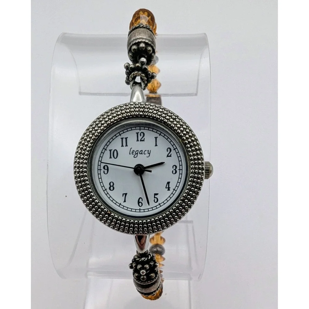 Legacy Silver Tone Beads Bracket Quartz Watch, New‎ Battery